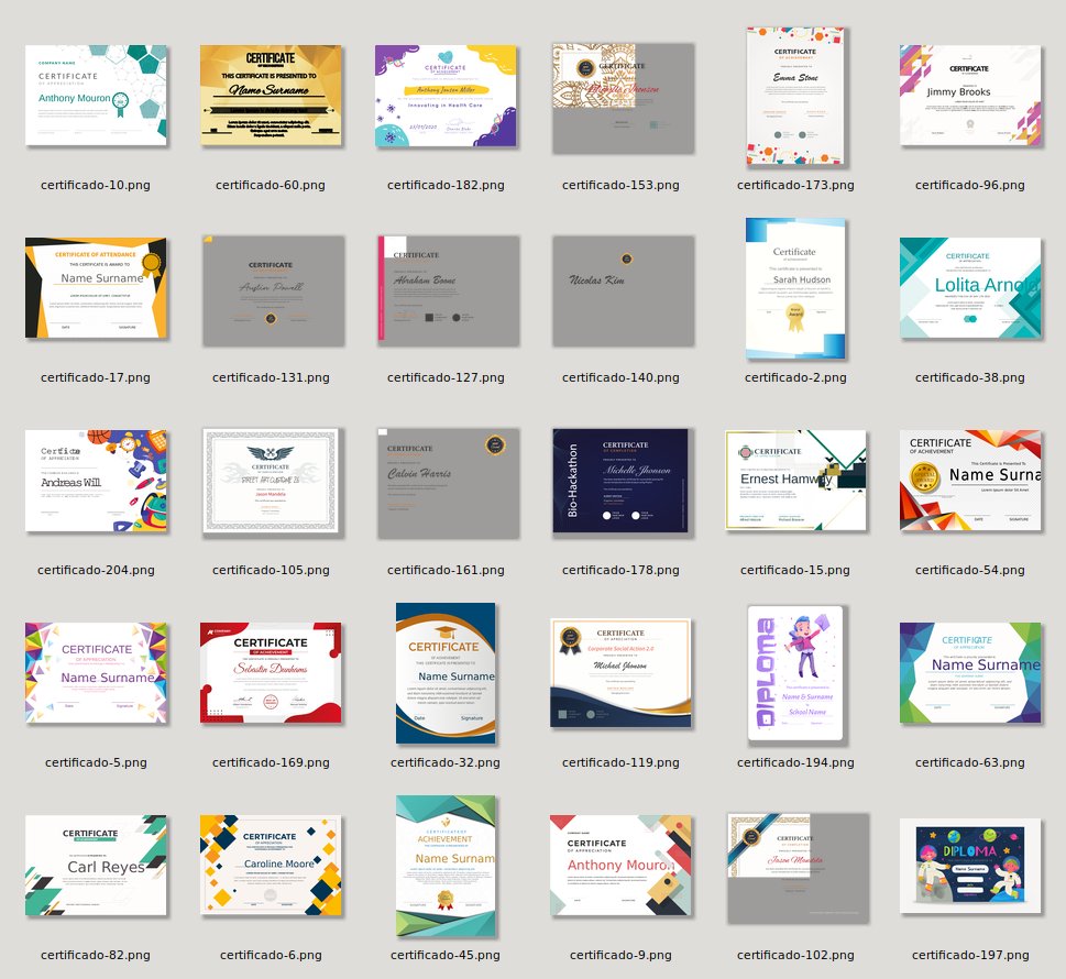 Amostras de Alguns Modelos de Certificados