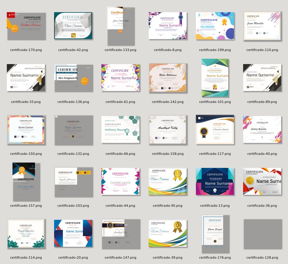 Amostras de Alguns Modelos de Certificados