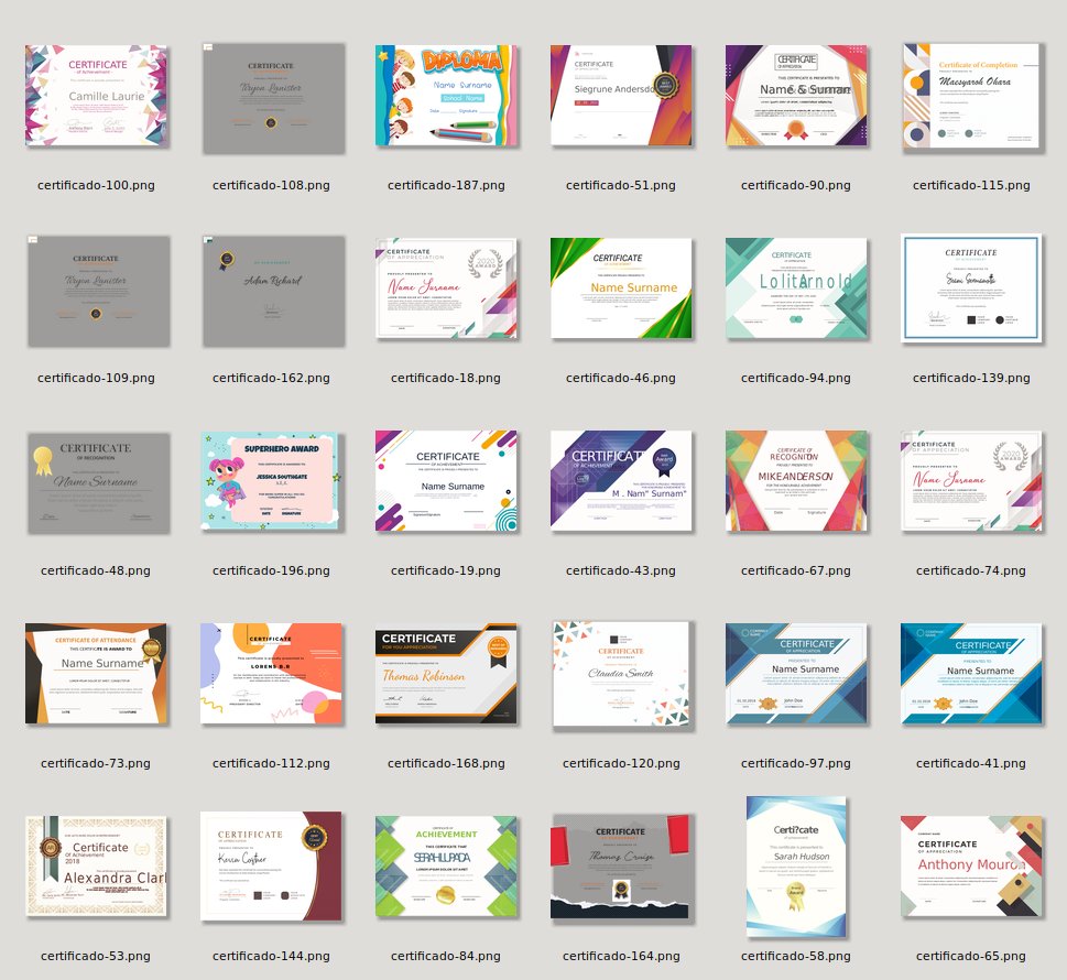 Amostras de Alguns Modelos de Certificados