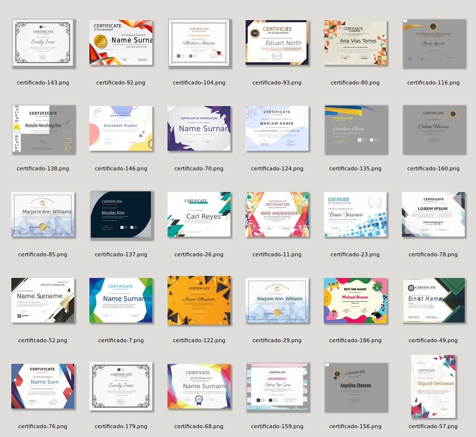 Amostras de Alguns Modelos de Certificados