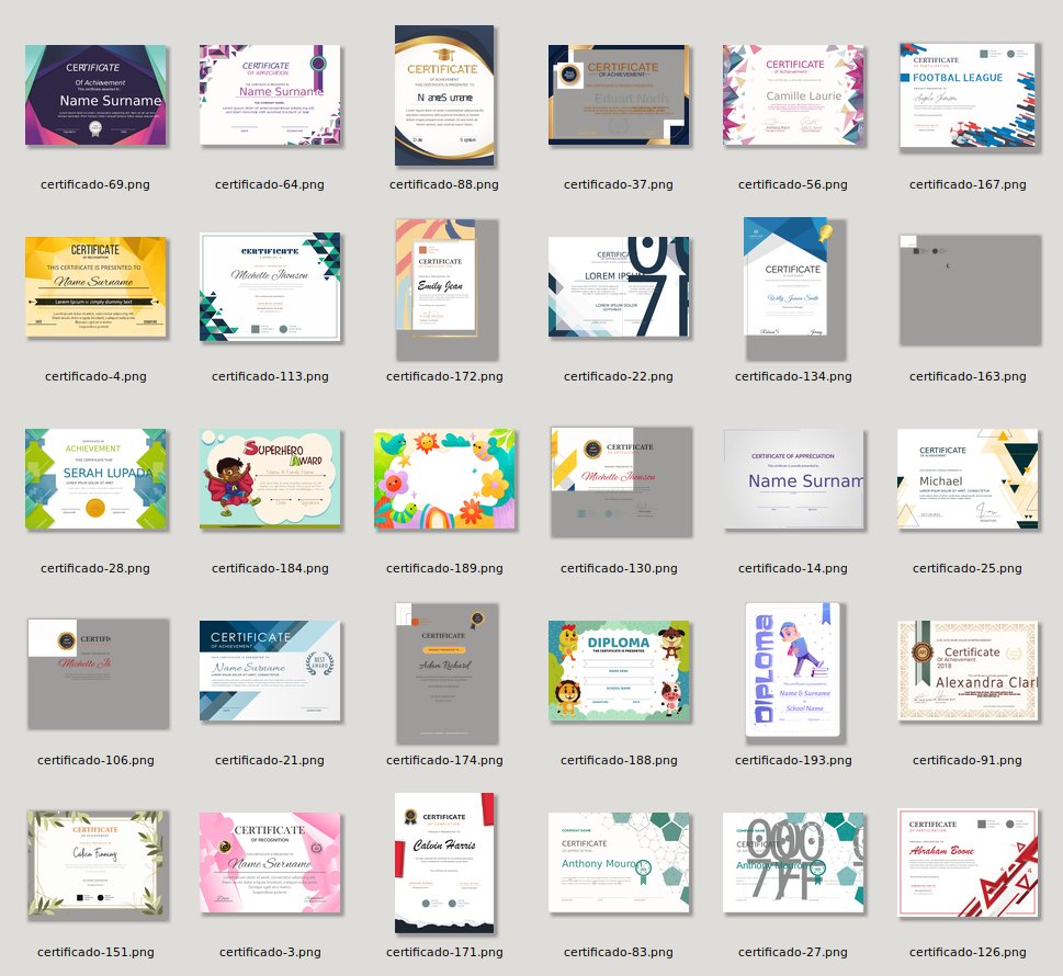 Amostras de Alguns Modelos de Certificados