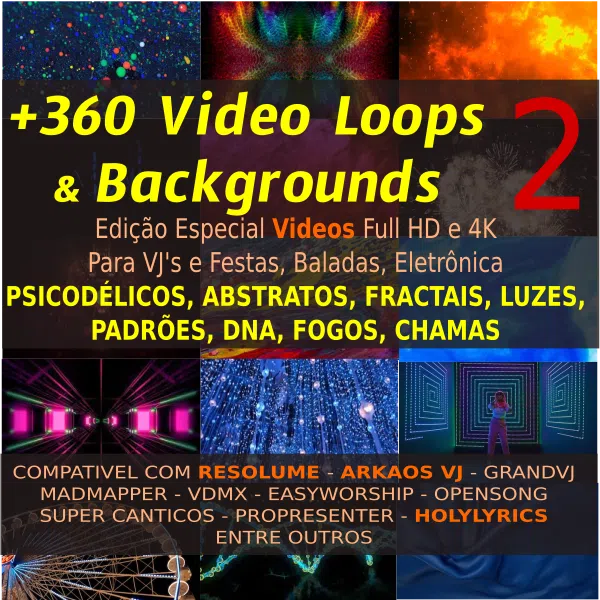 PACK +360 Video Loops e Backgrounds Vol.2 - Especial Festas, Psicodélicos e Abstratos